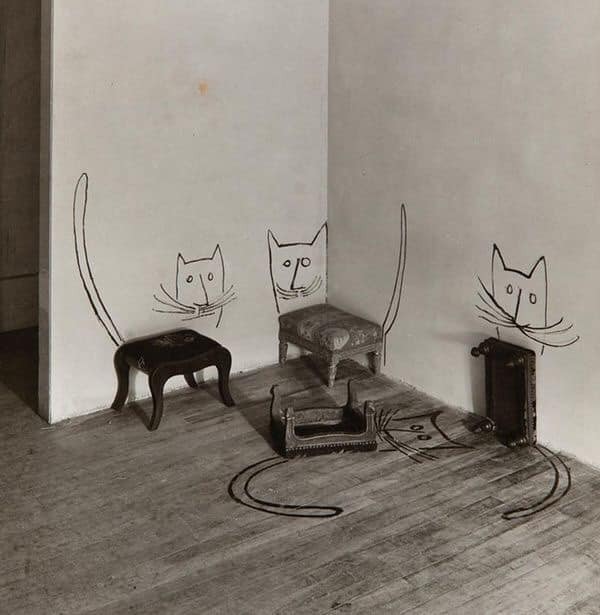 02 Four Cats by Saul Steinberg 1950